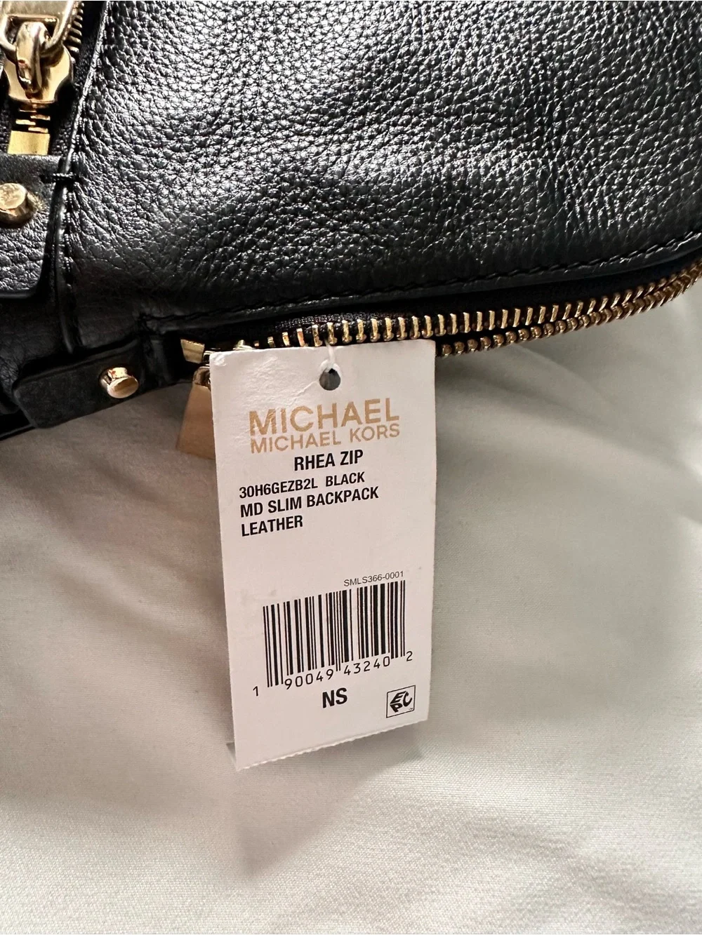 Michael Kors Black Pebbled Leather Backpack with Gold Hardware